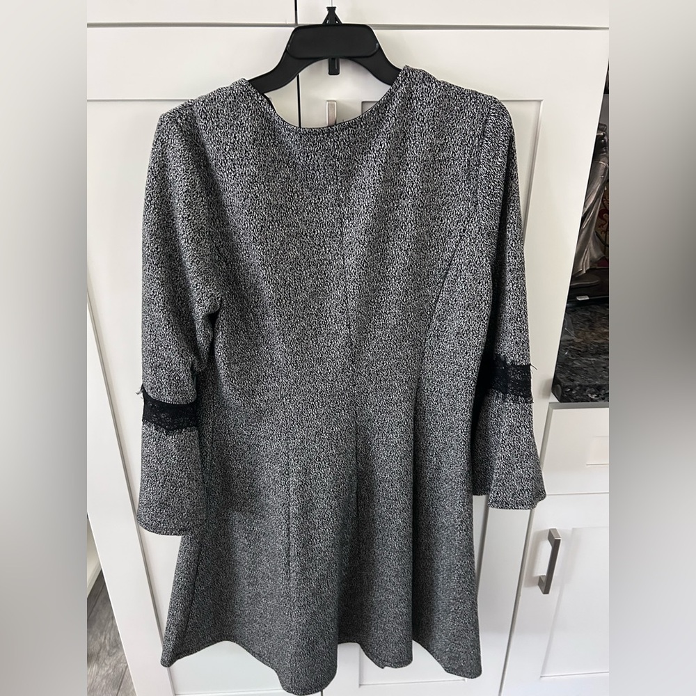 Elle Women's Long Sleeve Black and Gray Dress - Picture 4 of 4
